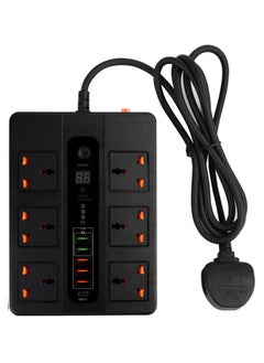 Buy Exotic Multi-Port Super HUB 5 USB-A/ 1 USB-C Ultimate Home & Office Kit, 24W USB-A Quick Charge, 3000W AC Output, Power Button & Timer, 2M Power Cord with Over-Heat Protection 36W PD - Black in UAE