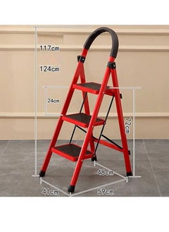 Buy 3-Step Folding Step Ladder Black/Red in UAE