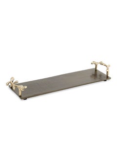 Buy Rue Decorative Tray, Gold & Brown - 45x5.5 cm in UAE