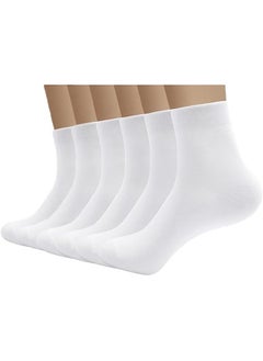 اشتري 6 Pairs Mens Premium Cotton Socks Comfortable Free Size Formal Men's Socks Super Combed Material EU sizes 40-45 (WHITE 6 Pairs, 6) في الامارات