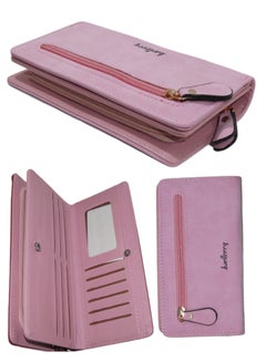 Buy Large Faux Leather Women Wallet Zipper Design With Front Pocket And cards holders in Egypt