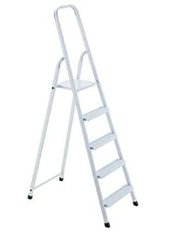 اشتري Heavy Duty Steel Ladder Ultra Stable Folding Ladder 5 Step - White في الامارات