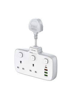 اشتري LDNIO SC2413 Universal Power Strip USB Outlet Extension Cord Adapter Wall Charger Surge Protector Socket With 4 USB Port 2500W 1PD AND QC3.0 AND 2 AUTO ID 2 UNIVERSAL OUTLETS WHITE في مصر