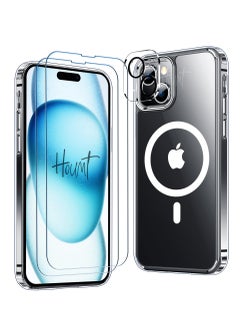 Buy iPhone 15 Plus Case/iPhone 14 Plus Cover Clear [Compatible with Magsafe] [2X Screen Protector+ 1X Camera Lens Protector] Not Yellowing Slim Protective Phone Case Cover 6.7 inch in UAE