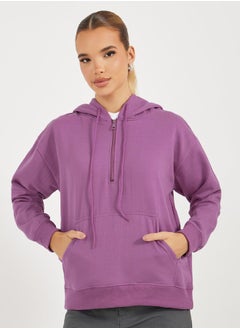 Buy Regular Fit Regular Length Half Zip Hoodie in Saudi Arabia