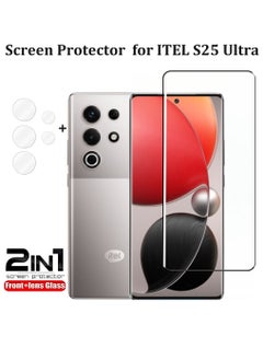 اشتري واقي شاشة 2 في 1 لهاتف ITEL S25 Ultra مع واقي عدسة الكاميرا، طبقة زجاجية مقواة 9H بتغطية كاملة، شفاف عالي الدقة ومقاوم للخدش وخالٍ من الفقاعات في السعودية