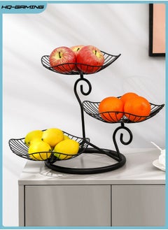 Buy 3-Tier Fruit Basket Stand Decorative Iron Fruit Bowl, Metal Wire Fruit Holder Storage Trays Table Countertop Holder for Vegetables Bread Snack, Modern Lotus Fruit Bowls for Kitchen Counter Table in Saudi Arabia