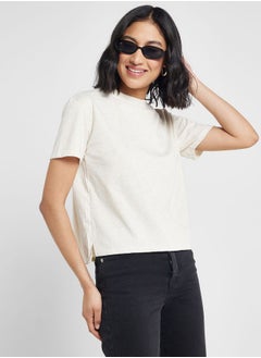 Buy Mock Neck T-Shirt With Side Split in Saudi Arabia