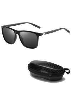 Buy Square Sunglasses Unisex Vintage Retro or Men Women Fashion Rectangle Sun Glasses with Glasses Case（Black） in Saudi Arabia