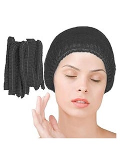 Buy 100-Piece Disposable Surgical Caps, Hair Net Elastic Dust Cap for Food Service Kitchen Head Cover Black in Saudi Arabia