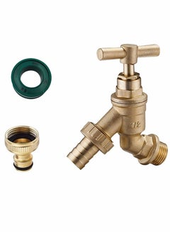 اشتري Outside BSP Garden Hose Brass Bib Tap with Extra Threaded Faucet Adapter for Watering Irrigation في السعودية