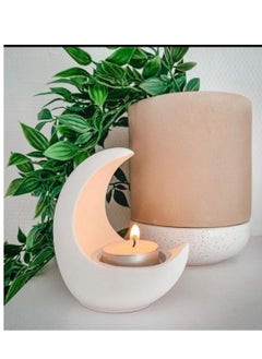 Buy Decorative candle holder in the shape of a crescent, hand-carved from concrete in Egypt