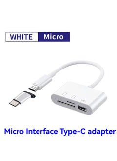 اشتري 3-in-1 SD Card Reader Micro SD Card Reader for Android, Micro SD Card to Type-c Adapter, SD Card Reader for Camera Memory Card Reader (White) في السعودية