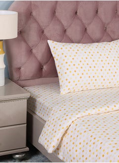 اشتري Polkadot Kids Duvet Cover Set, White & Yellow – 135x200 cm, 225 TC في الامارات