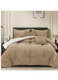 Buy Comforter set Pattern Tufted Soft & Breathable Microfiber king size 6pcs, Embroidered Textured Bedding Set in UAE