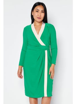 Buy Women Plain Mini Dress, Green/Pink in Saudi Arabia