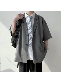 Buy Stylish DK Suit Jacket Mens Summer Trendy Short-SleeveGray Gray in Saudi Arabia