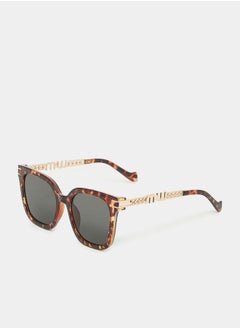 اشتري Tortoise Cat Eye Sunglasses with Metal Textured Temple في السعودية