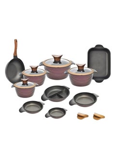 Buy Wok 30+ casserole 36+ 4 Duck lids + 4 Pyrex lids+ 4 ducklings (18.20.24.30) cm-Red in Egypt