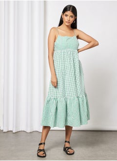 Buy Checked Midi Strap Dress in UAE