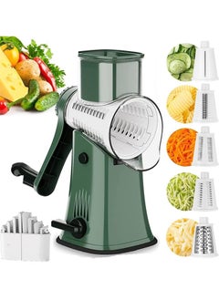 Buy Manual Drum Vegetable Slicer, 5 Sets of Interchangeable Stainless Steel Blades Kitchen Vegetable Chopper Dicer in Saudi Arabia