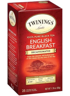 Buy Twinings Classics Naturally Decaffeinated English Breakfast Tea -- 25 Count (Pack Of 1) in UAE