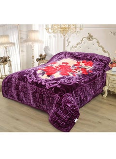 Buy 2 Ply embossed super soft printed raschel blanket warm and comfortable to sleep 15 lbs in UAE