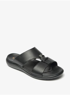 Buy Textured Slip-On Sandals with Buckle Detail in UAE