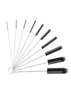 Buy Tycom Stainless steel multi-purpose Nylon Bottle Tube Nozzle Cleaning Brush Upgraded with Top Bristles Design and Protective Cap (10 Pcs), Pipe Drinking Straws Cleaning Brush Set for Jewelry, Keyboard in UAE