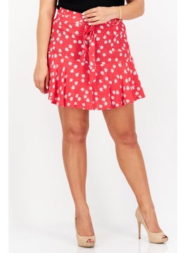 اشتري Women Floral Print Mini Skirt, Red Combo في الامارات