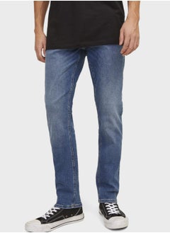 Buy Jjiglenn Jjorignial Slim Fit Mid Wash Jeans in UAE