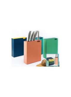 Buy Knife Block with Slots for Scissors and Sharpening Rod, Knife Holder For Safe, Space Saver Knives Storage - Unique Slot Design to Protect Blades and Detach for Easy Cleaning - Random Colors in UAE