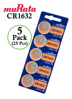 Buy CR1632 Lithium 3V Coin Cell Battery Silver- 25Pcs in UAE