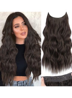 Buy Invisible Wire Hair Extensions with Transparent Wire Adjustable Size 4 Secure Clips Long Wavy Secret Hairpiece 20 Inch Dark Brown for Women in Saudi Arabia