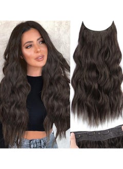 Buy Invisible Wire Hair Extensions with Transparent Wire Adjustable Size 4 Secure Clips Long Wavy Secret Hairpiece 20 Inch Dark Brown for Women in Saudi Arabia