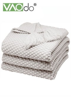 Buy Knit Blanket Cozy Soft Blanket Machine Washable Throw Blanket for Couch Decorative Bed Blankets Off Throw Blanket 110*150CM Grey in Saudi Arabia