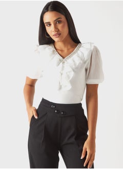 Buy V-Neck Ruffle Top in UAE