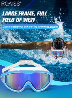 Buy Swim Goggles for Adult with Soft Silicone Gasket Anti-fog UV Protection No Leaking Clear Vision Pool Goggles Big Frame Swimming Goggles for Men Women Lake Blue in UAE