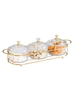 Buy Nut and Candy Serving Tray Set of 6 Storage Bowls Tray with Lid and Gold Plated Shelf Snack Platter for Home Party Light luxury Style Acrylic Serving Tray for Home Decoration (Set of 6) in UAE