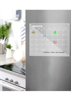 Buy Acrylic Calendar for Fridge - 2pcs Monthly and Weekly Strong Magnetic Thick Clear Dry Erase Board Planner Refrigerator Magnetic Notepad in UAE