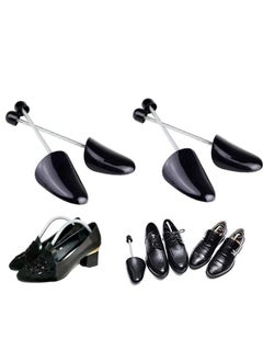 اشتري Plastic Shoe Tree Stretcher Shaper Black, Adjustable Length for Men Boot Holder Organizers Shape Support with Tension Spring Coil 2 Pairs في السعودية