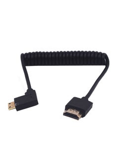 Buy 4Ft Hdmi 4K Coiled Cable 90 Degree Right Angle Mini Hdmi Male To Hdmi Male Adapter Spiral Cable Hd Hdmi 2.0 Version High Speed Spring Cord 4K @60Hz (Right Mini Hdmi To Hdmi) in UAE