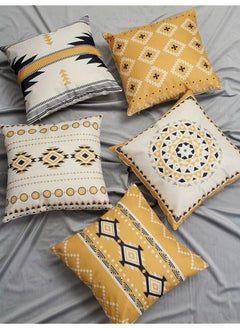 Buy Cushion set of 5 decorative geomatics 45 * 45cm bohemian Cushions, sofa cushion, bedroom, living room, home decor square cushion, modern cushions, Thrown pillow cushions in UAE