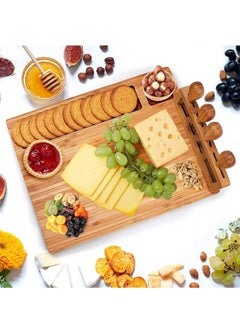 اشتري Bamboo Charcuterie Board and Knife Set,Bamboo Cheese Board Set for Wine and Cheese Board,Charcuterie Board Set for Meat and Cheese Board,Bamboo Cheese Board and Knife Set في الامارات