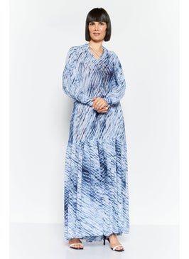 اشتري Women Animal Printed Midi Dress, Navy Combo في الامارات