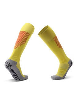 Buy Men's Soccer Sock With Grip Non Slip Sports Socks Sweat-absorbing and Breathable Thickened Towel Bottom Football Socks Over The Knee High Compression Base Football Basketball Socks One size（Yellow） in Saudi Arabia