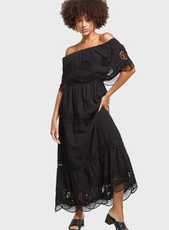 Buy Off Shoulder Lace Detail Dress in Saudi Arabia