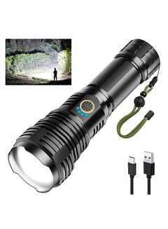 Buy Rechargeable Flashlights 90000 High Lumens High Power Led Flashlight 5 Modes IPX7 Waterproof for Camping, Hiking, Emergencies in Saudi Arabia