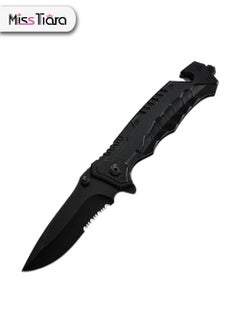 Buy Serrated Edge Outdoor Multifunctional Tactical Camping Folding Knife Stainless Steel Knife in UAE