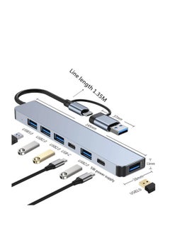 Buy 7 في 1 نوع C HUB USB HUB USB 3.0 USB 2.0 TF/SD 5 Port متعدد الفاصل OTG لينوفو هواوي Xiaomi سبائك الألومنيوم USB 3.0 Hub للكمبيوتر الشخصي in Egypt